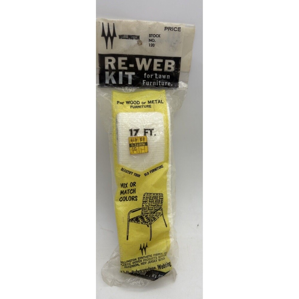 Vintage Wellington Re-Web Kit Lawn Furniture Webbing 17 Ft White NOS